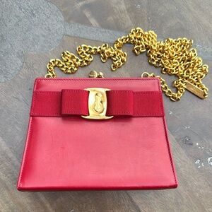 Salvatore Ferragamo Red Vara Bow Leather Crossbody Bag